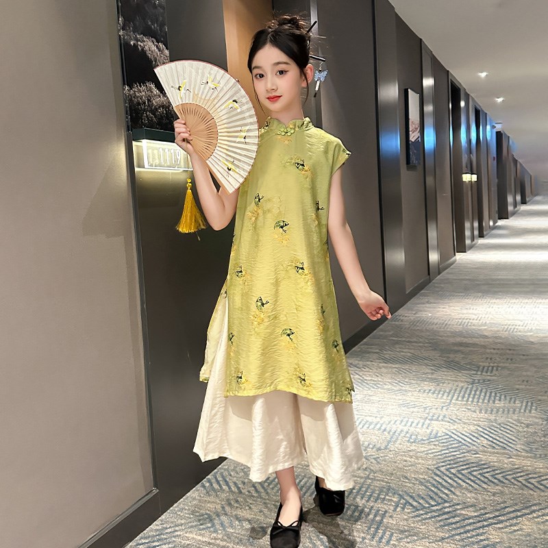 好货儿童旗袍裙2025新款夏季女童汉服古风套装新中式国风连衣裙薄
