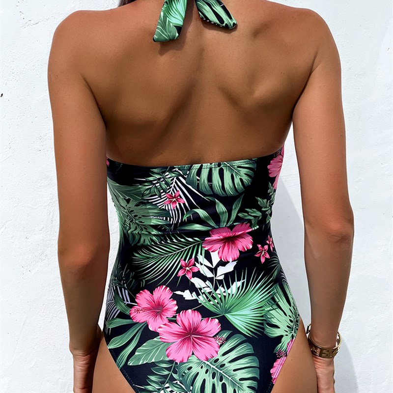 Sexy Halter Push Up Swimwear para mulheres, mai? One Piece,