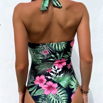 Sexy Halter Push Up Swimwear para mulheres, mai? One Piece,