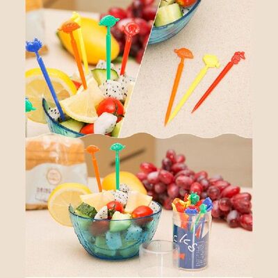 极速90 Pieces Plastic Fruit Picks Food Picks Cute Animal Sha