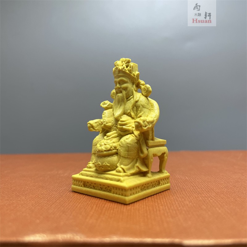 黄杨木雕微型财神爷汽车摆件个性创意车载内男女招财装饰用品大全