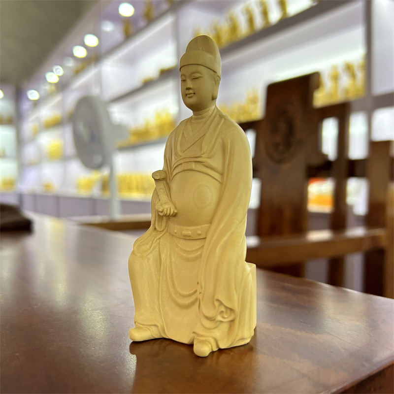 黄杨木雕刻持如意文昌帝君文曲星神像摆件文昌像书房书桌供奉家用