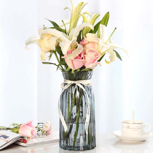 极速新疆西藏包邮玻璃花瓶加厚大号透明客厅摆件水培植物富贵竹百