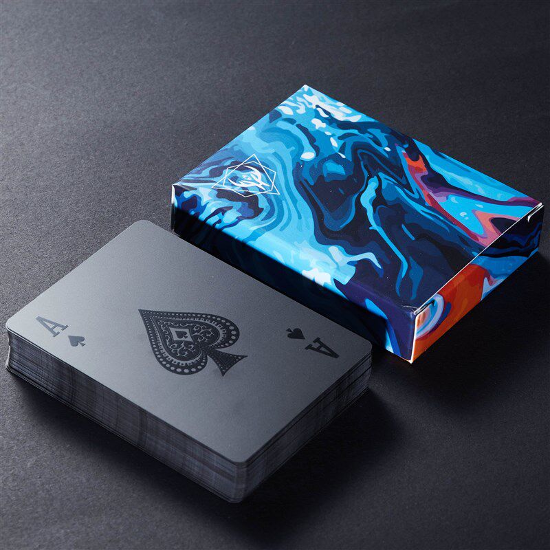 厂家艺术大师扑克牌PVC塑料可水洗黑色防水防折滑耐磨创意个性花