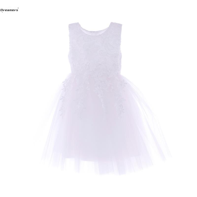 好货。白色公主裙花童婚礼小女孩礼服女童婚纱连衣裙小孩演出服蓬