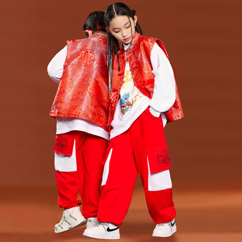 好货成人街舞潮服中国风嘻哈套装hiphop架子鼓演出服少儿爵士舞服