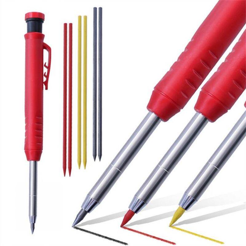 6Pcs/set Solid Carpenter Pencil With 18PCS Refills Woodworki