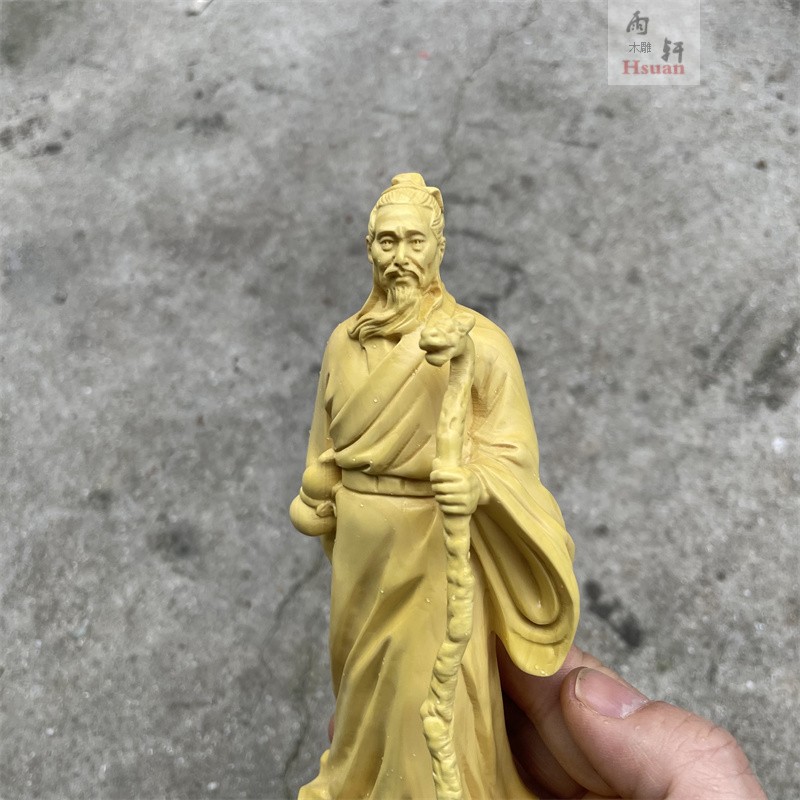 黄杨木雕刻工艺品客厅实木质人物神医华佗电视柜摆件送名医生礼品