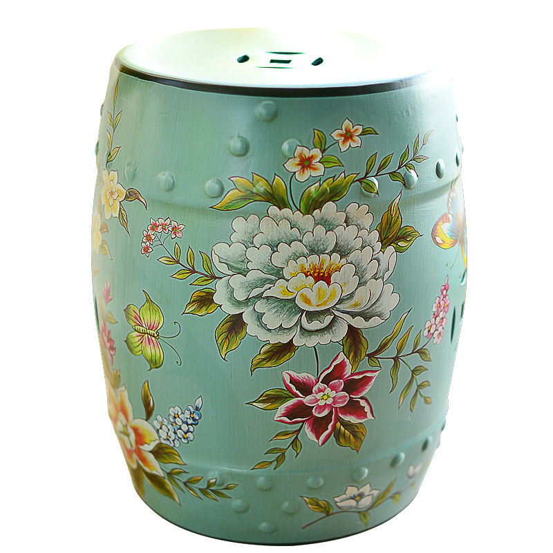 美式陶瓷换鞋凳鼓凳摆件卧室客厅电视柜旁边落地装饰乔迁新居礼品