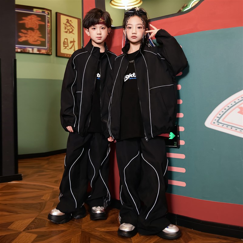 好货街舞潮服儿童演出服爵士舞服装小学生运动会开幕式衣服运动风