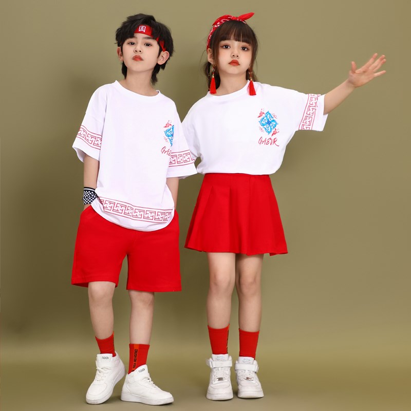 好货六一儿童表演服装男童啦啦队演出服女童爵士舞跳舞jazz套装合