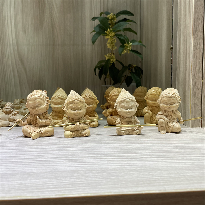 小叶黄杨木雕刻齐天大圣孙悟空斗战胜佛像居家客厅电视柜汽车摆件