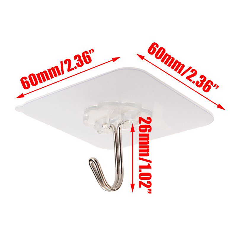 极速10pcs PVC Clear Seamless Self Adhesive Wall Hooks Maximu