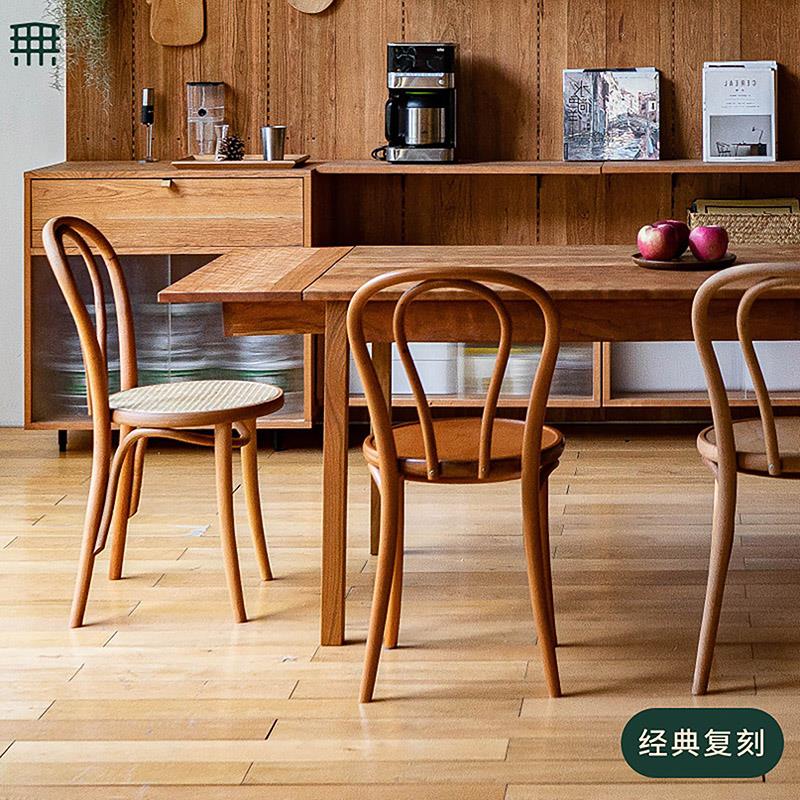 无即所有18号索耐特餐椅家用靠背原木藤编欧洲榉木全实木覆古椅子