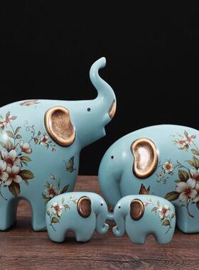 欧式田园网红摆件陶瓷大象家居装饰品电视柜客厅玄关现代简约招财