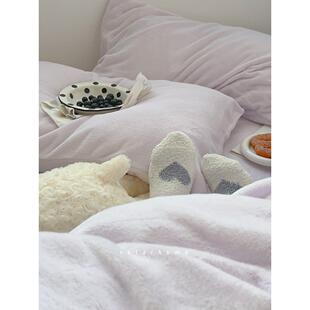 ins纯色系简约加厚保暖牛奶绒床单床笠式法兰绒三件四件套可定制