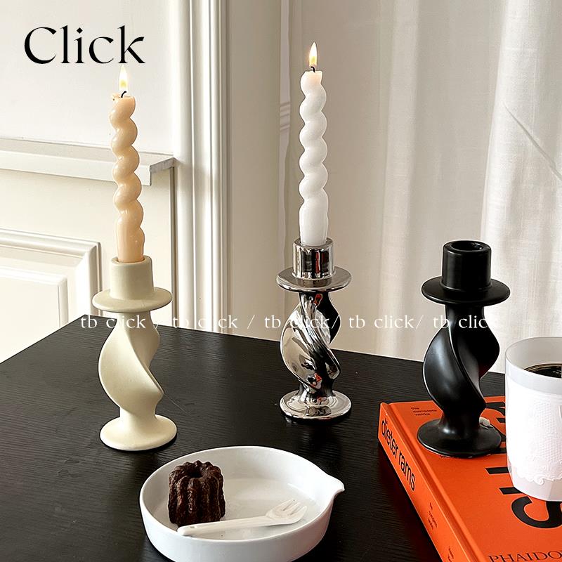 Click扭扭陶瓷烛台摆件复古中古vintage侘寂风家居装饰店铺陈列