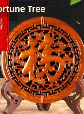 天然桃木饰品康熙双鱼座祝福，安全丰富的圆形实木雕刻，客厅联排