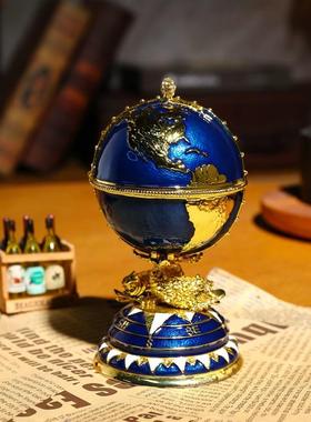 招财金属摆件一帆风顺地球仪复活节合金鸡蛋收纳盒时尚创意家居
