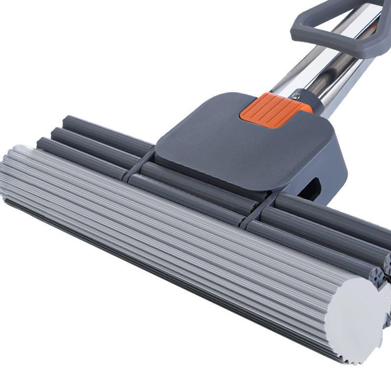 胶棉拖把海绵家用懒人滚轮吸水免手洗胶棉拖把头大号挤水拖布