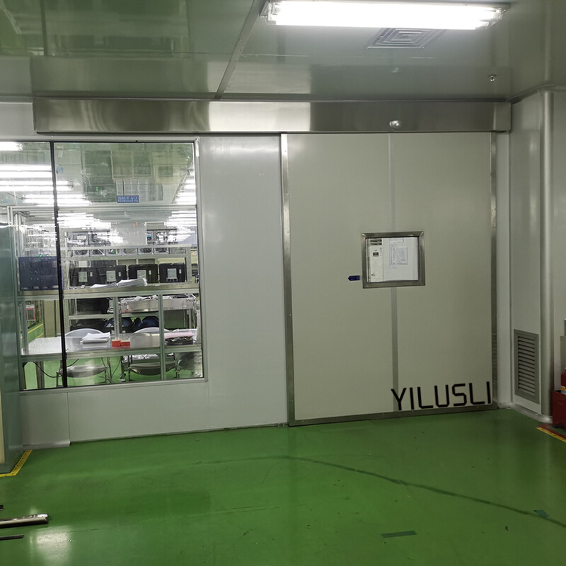 工业夹芯板感应门净化车间彩钢防火岩棉板L自动洁净车间电动平开