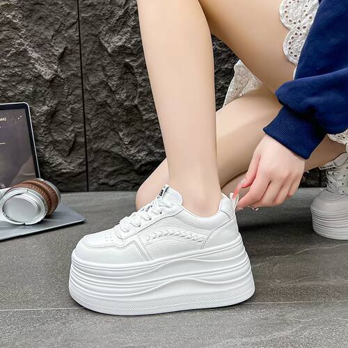 8cm【超轻欧货】增高厚底小白鞋小个子踩屎感休闲运动板鞋67 66