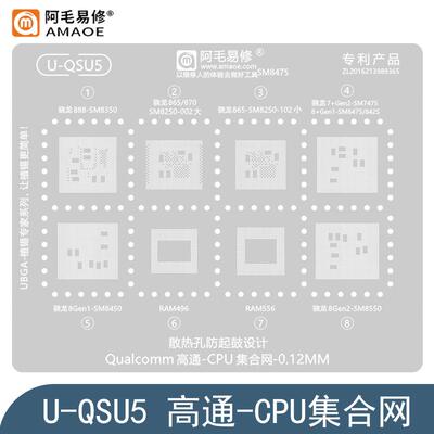 适用于高通SM8550/8475/8450/8425钢网SM8350/8250/7475CPU植锡网
