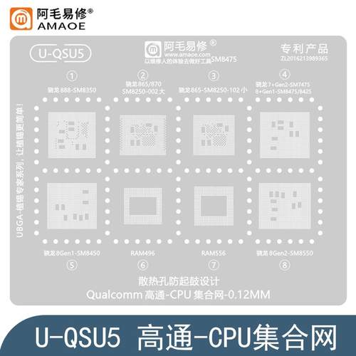 适用于高通SM8550/8475/8450/8425钢网SM8350/8250/7475CPU植锡网