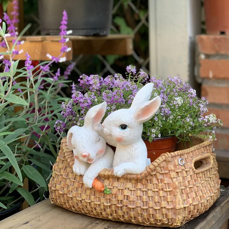美式口袋兔子多肉植物花盆花器动物桌面摆件户外花园装饰创意礼物