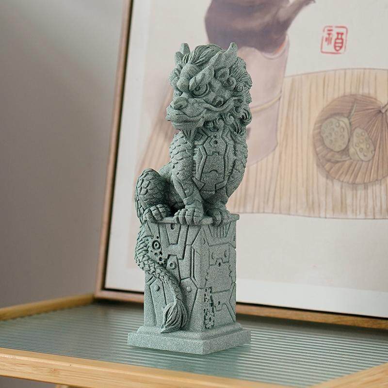 创意机甲风盘龙石玺青砂石工艺品摆件中式家居客厅桌面装饰送礼品