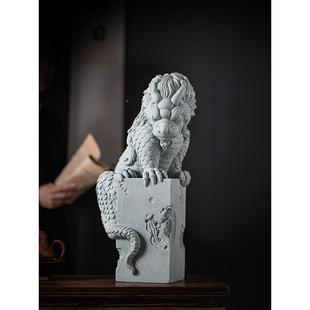 盤龍大號(hào)招財(cái)擺件青砂石工藝品家居客廳玄關(guān)桌面裝 新中式 飾送禮品