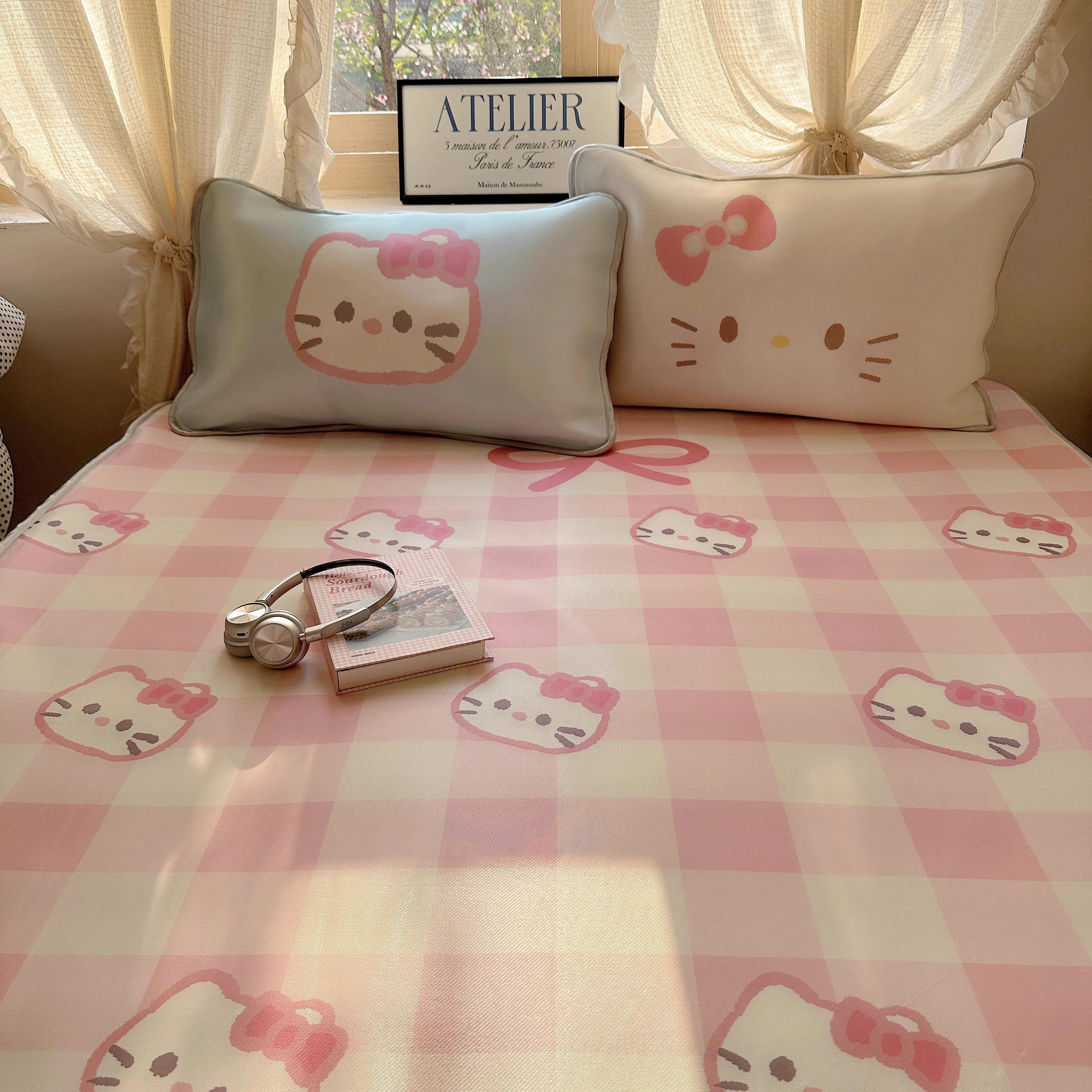 月亮睡瞭蛋糕玩偶卡通凉感冰皮席冰丝席凉席裸睡三件套夏凉席软席