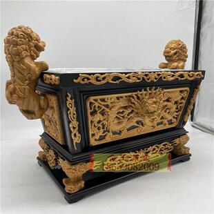 马槽炉佛堂供佛供奉复古中式 四方大香炉佛用龙头木雕工艺高档佛具