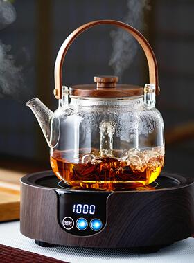 绿昌明耐热玻璃烧水壶蒸煮一体茶壶耐高温围炉蒸煮茶壶家用茶器具