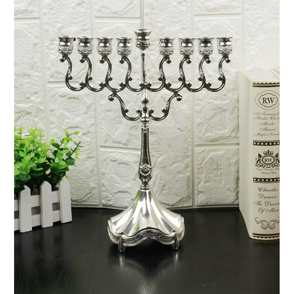 光明节大号9头金灯台欧式金属居家摆件餐厅浪漫蜡烛台以色列烛台