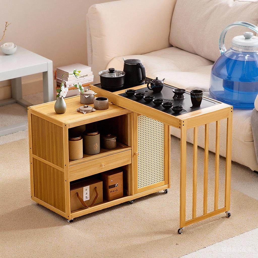 可移动茶几小茶桌客厅家用沙发边几侧茶台边柜实木阳台小型茶水柜
