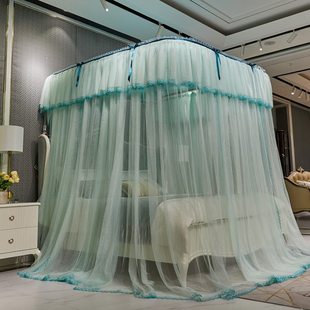 加厚三 轨道家用m高级纹账开门蚊帐顶1.5u型防尘导轨1.8米加密新款