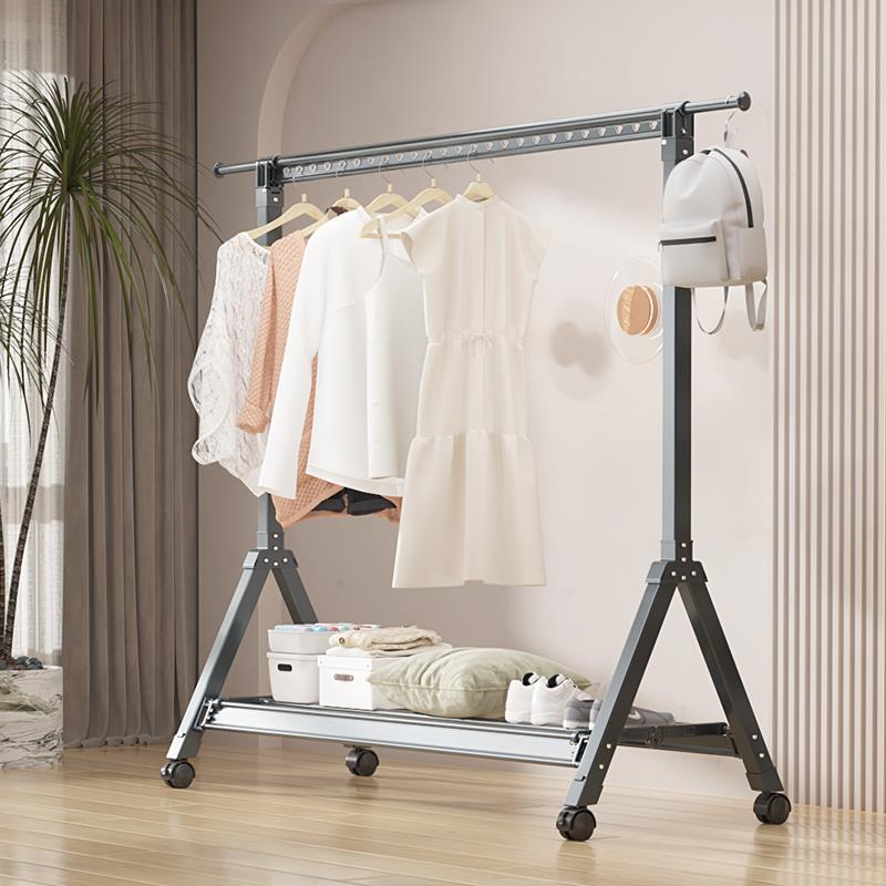 铝合金晾衣架落地单杠室内单杆卧室简易家用凉衣架被子阳台晒衣架