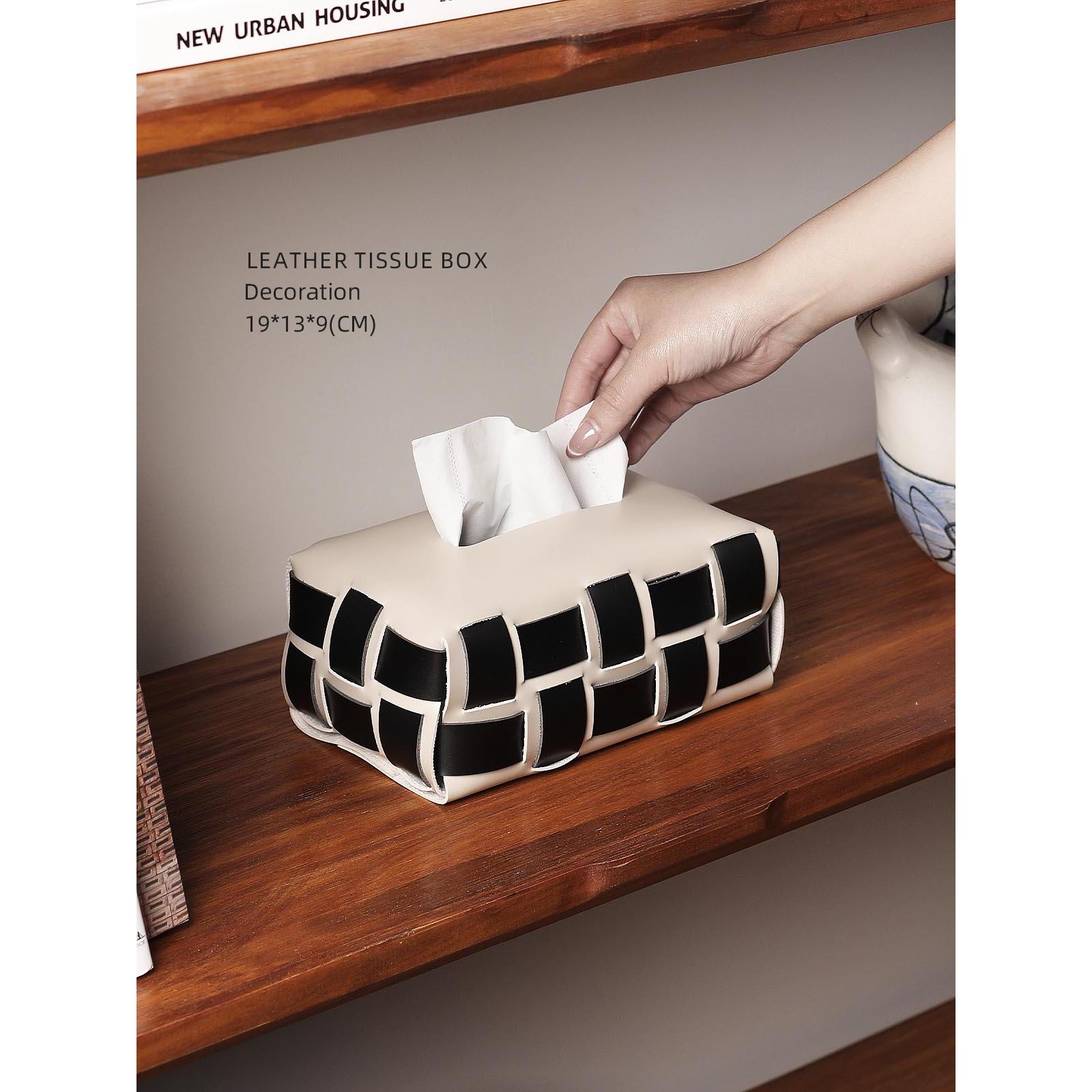 MIYU 现代高档编织纸巾盒轻奢餐桌客厅抽纸盒家用餐巾纸盒茶几