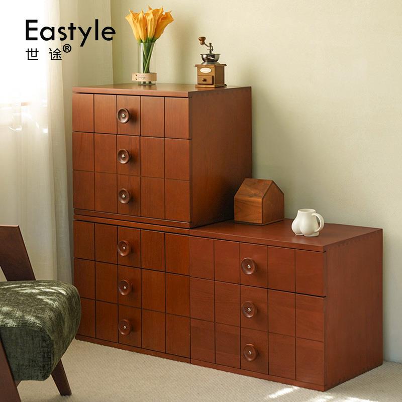 创意模块组合柜北欧复古实木卡门柜客厅中古斗柜收纳储物柜电视柜