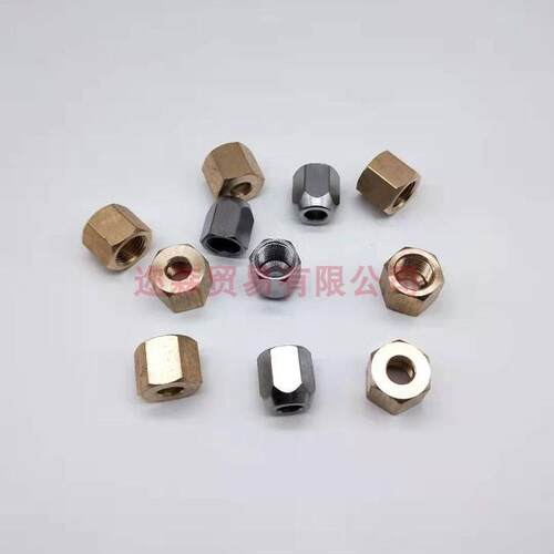 加厚铜螺帽内丝M8x1 M10x1铜管卡套式锁紧螺母六角螺母铜接头配件