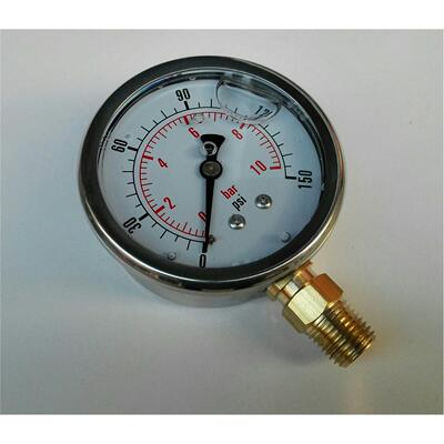 不锈钢外壳 铜接头 注油防震型净水器压力表 63mm 10bar 150psi