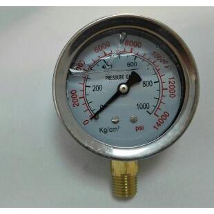 注液压力表 0～1000kg/cm2 14000psi 表径后62mm前69mm牙npt1/4