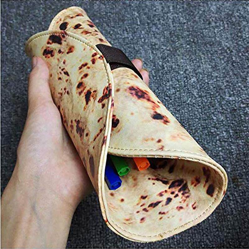 创意搞笑煎饼笔袋 帆布烧饼铅笔盒卡通3D文具盒 收纳用品