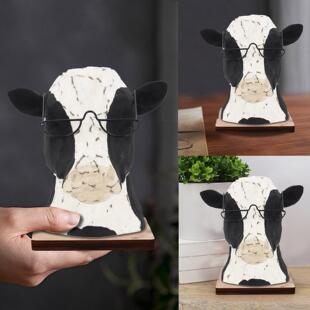 创意室内奶牛眼镜展示架台桌面摆件cow frames木制奶牛眼镜架