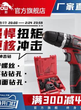 expow伊克斯家用手电钻冲击钻套装12v双速锂电钻工具组电动螺丝批