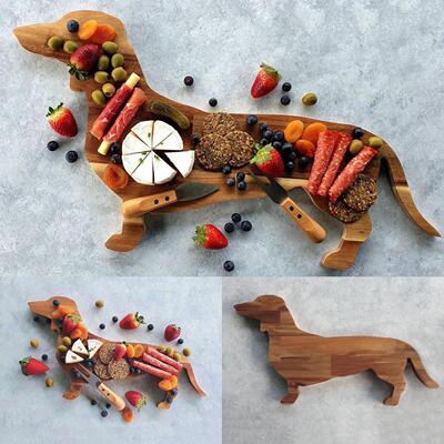 腊肠犬餐盘木质装饰托盘Dachshund Dog Shape Aperitif Board