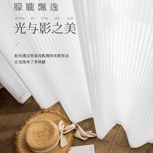 2021 纱帘窗纱客厅透光不透人D白纱卧室阳台纱RX幔DLX百叶窗帘新款
