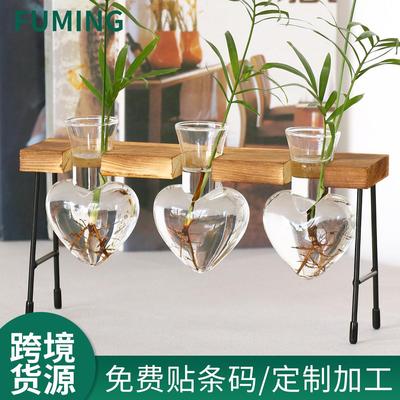 创意玻璃水培花瓶清新办公室桌面花瓶透明种植器绿萝植物容器摆件