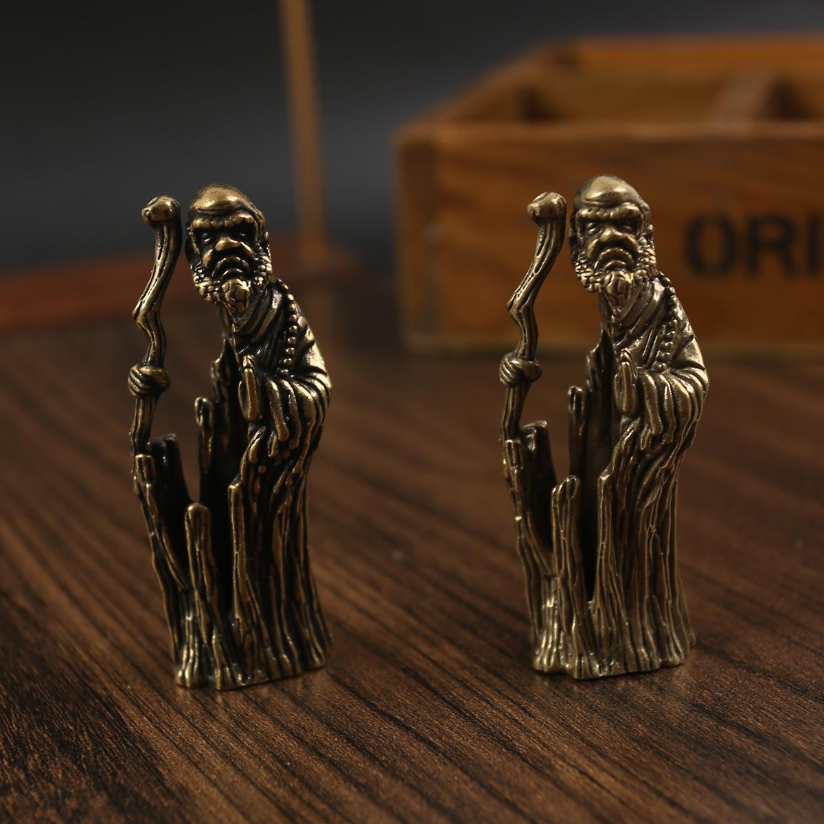 实心纯黄铜办公桌面小摆件达摩祖师茶宠饰品工艺品礼品手把玩件